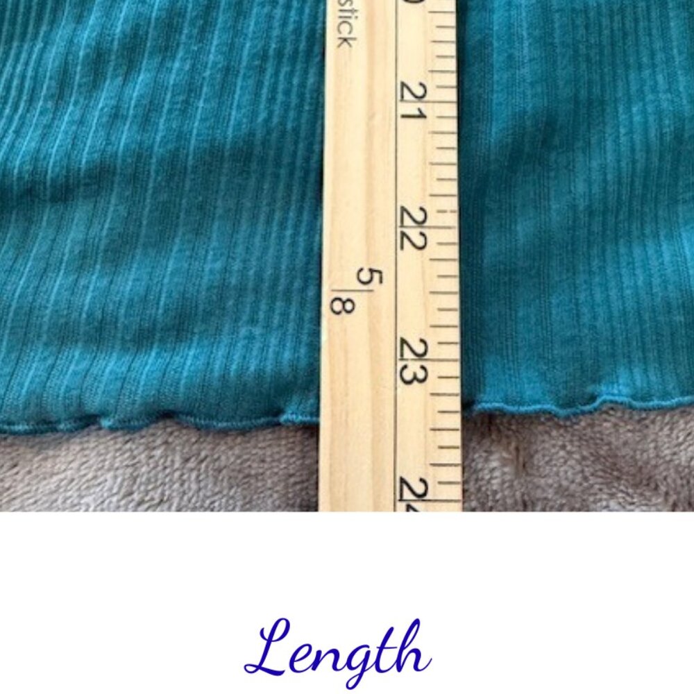 Free People Teal Peplum Blouse Size M Flowy Long Sleeve BOHO - Picture 9 of 10